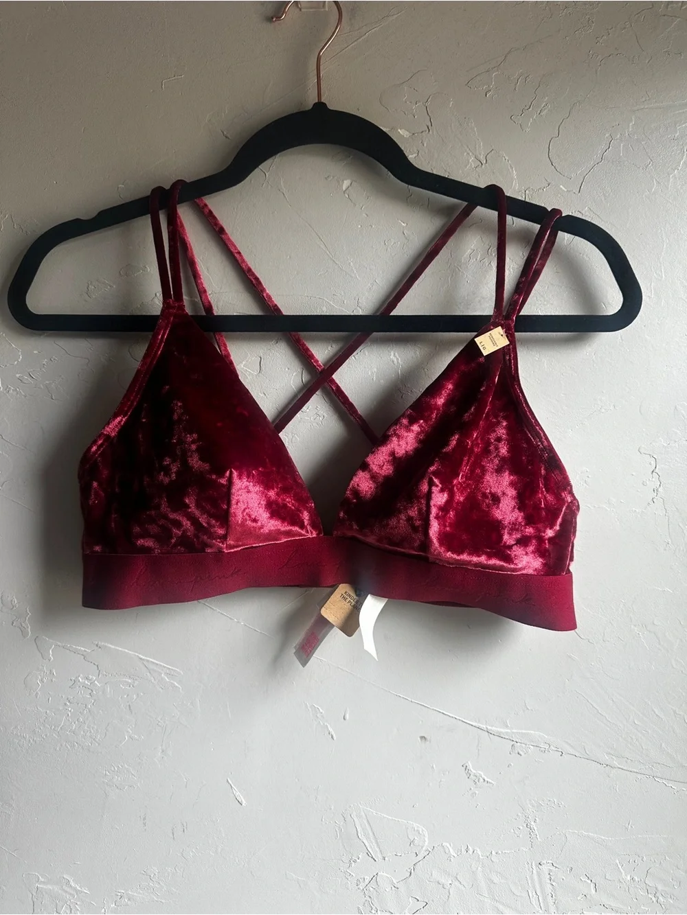 Victoria’s Secret PINK Red Velvet Strappy Bralette Y2K Coquette‎ NWT Festival L